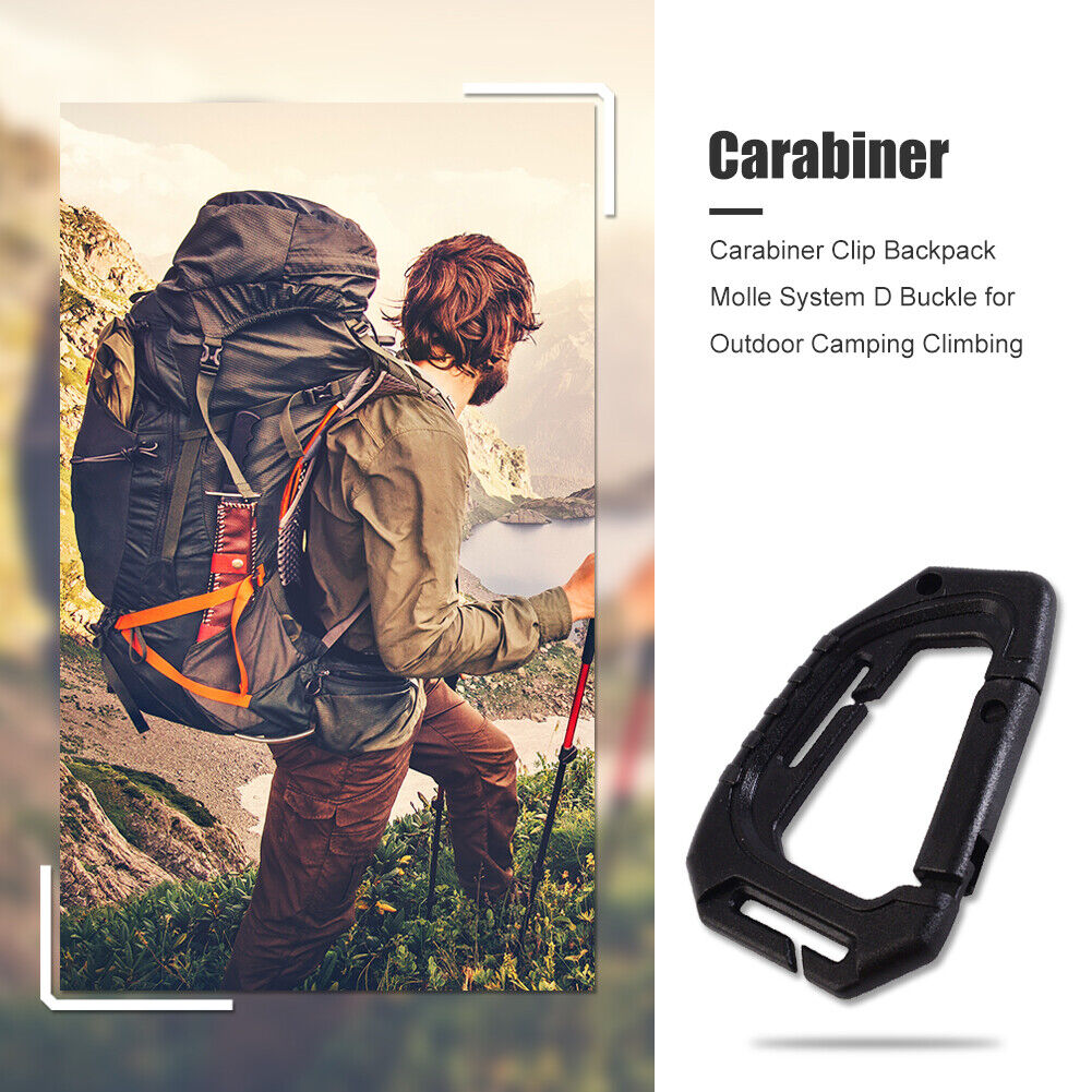 Carabiner Outdoor Camping Climbing Backpack Molle System D Buckle (Black)
