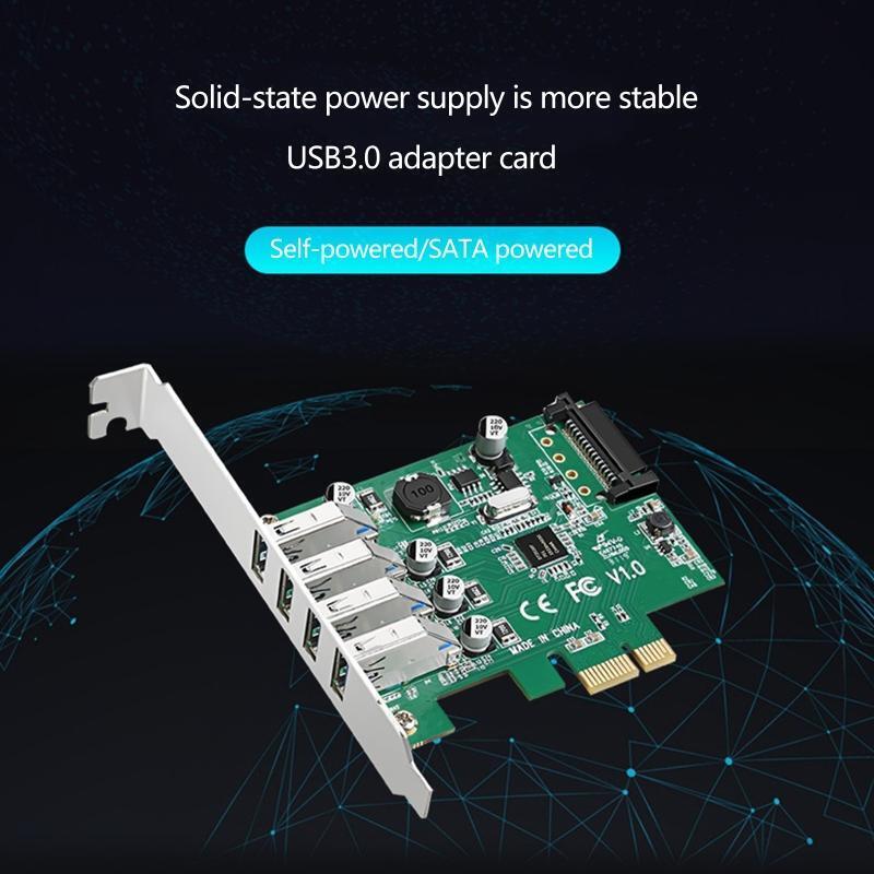 Pci-e to Usb 3.0 4-port Expansion Card 15-pin Sata Power PCI Express Converter