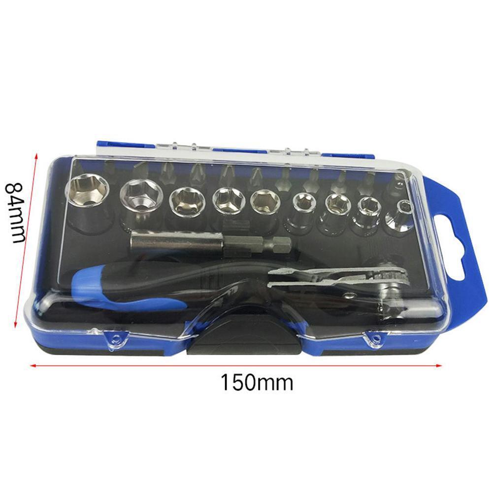 23pcs Sleeve Screwdriver Ratchet Wrench Socket Spanner Drill Repair Tool