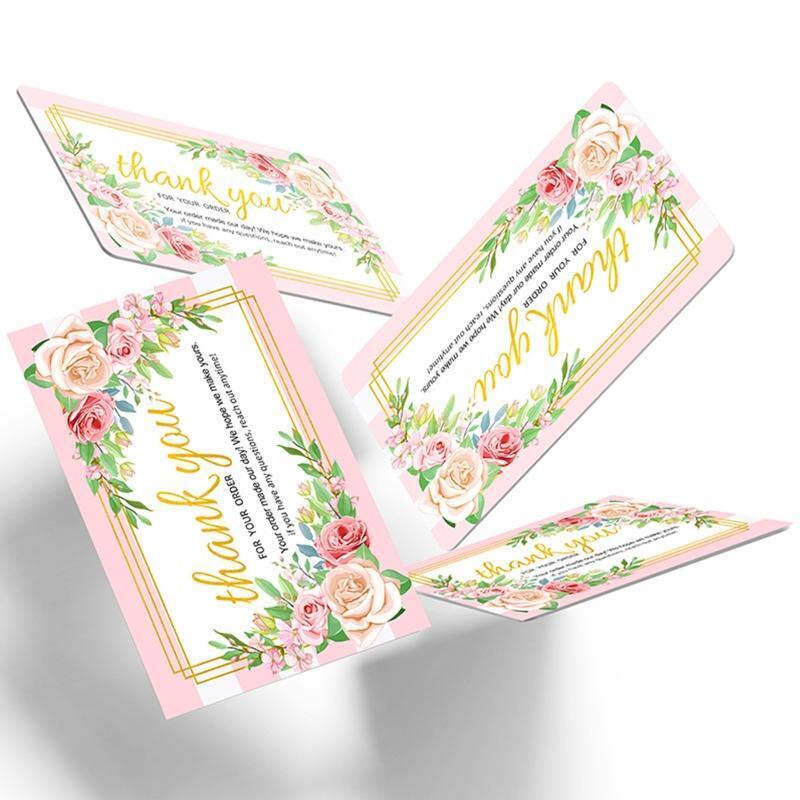 30pcs Rose Flower Thank You Cards Romantic Message Card Insert Card for Retail