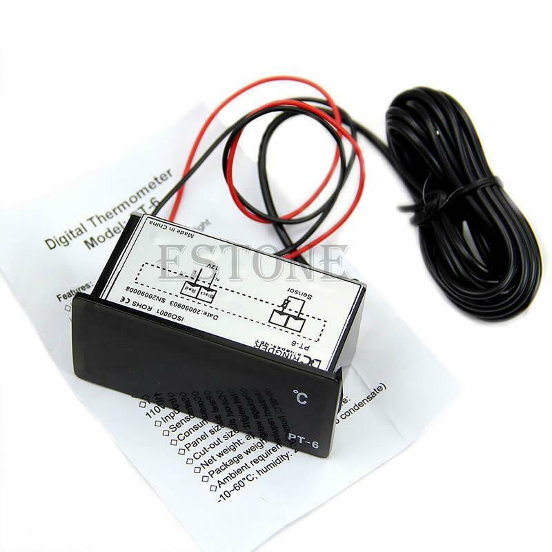 Hot 12V Vehicle Car LED Digital Thermometer Temperature Meter Probe -40~110°C