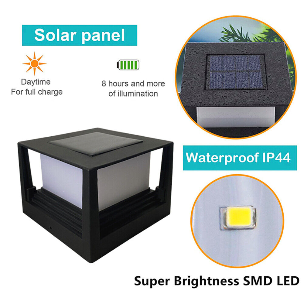 Solar Post Light Waterproof Outdoor Column Patio Fence Gate Garden Lamps