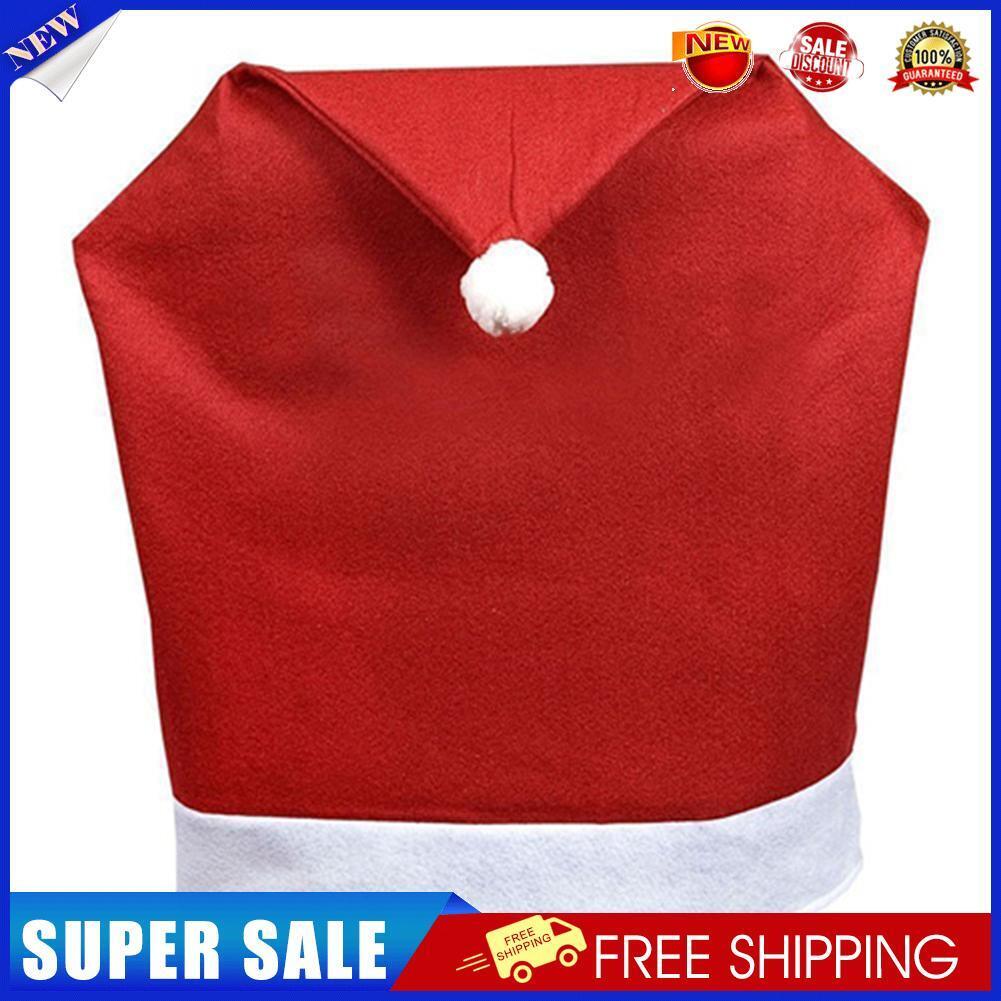 Xmas Santa Hat Chair Back Cover Home Party Dinner Table Art Decorative Case