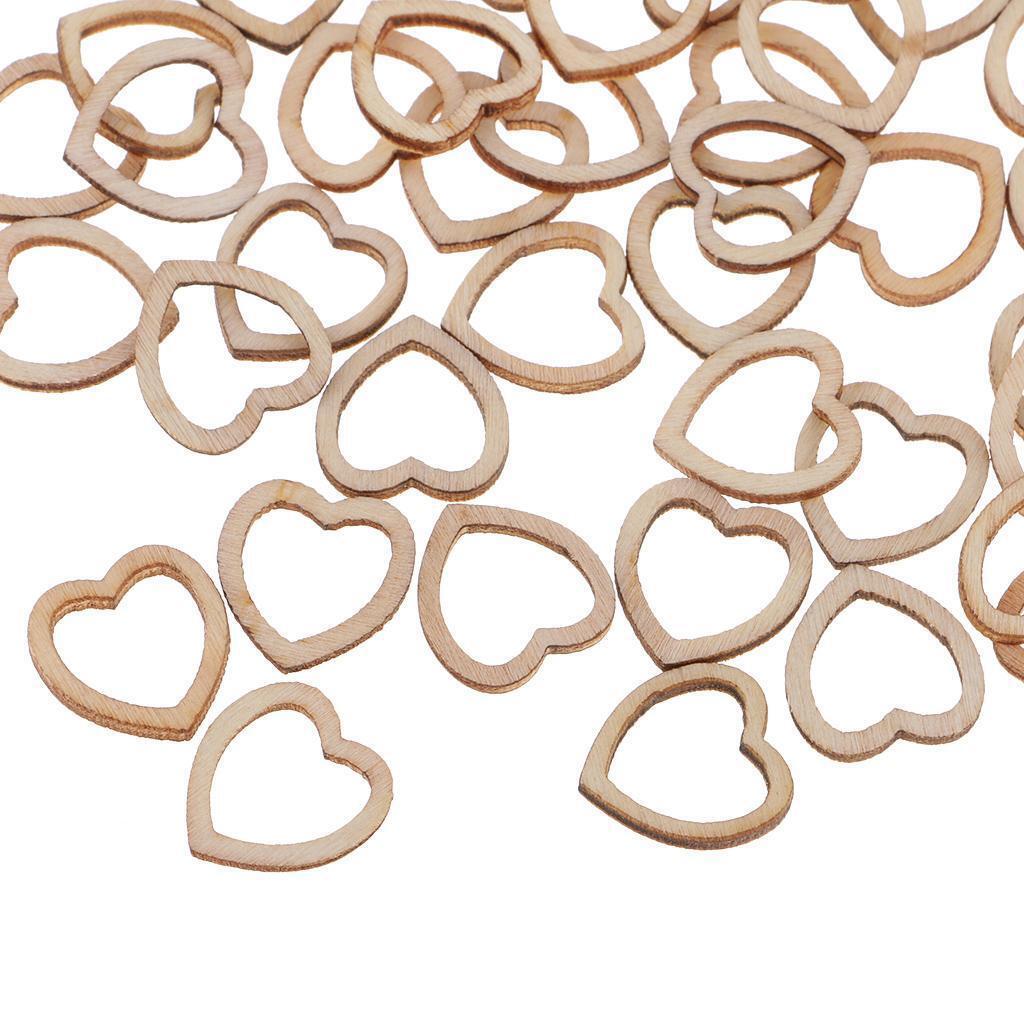 250 Pieces Natural Wooden Heart Slices Craft Wood Embellishments Decorations