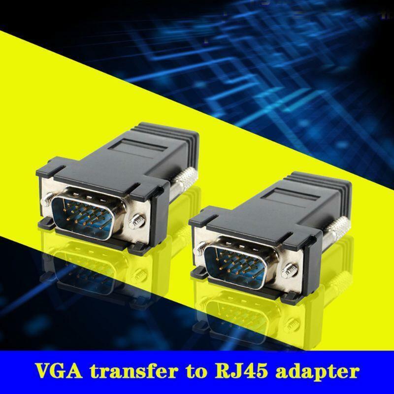 VGA Extender Male To Lan Cat5 Cat5e/6 RJ45 Ethernet Female Converter Adapter