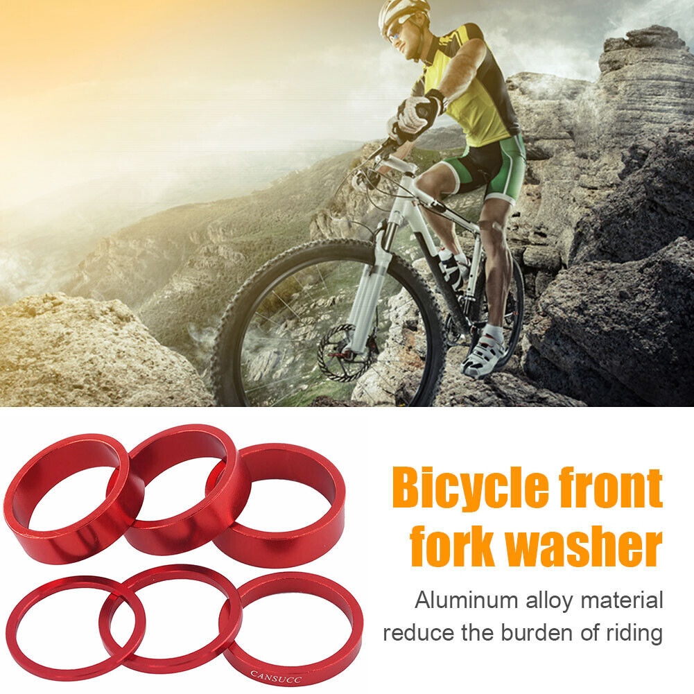 6pcs CANSUCC MTB Bicycle Headset Front Fork Washers Spacers Gasket (Red)