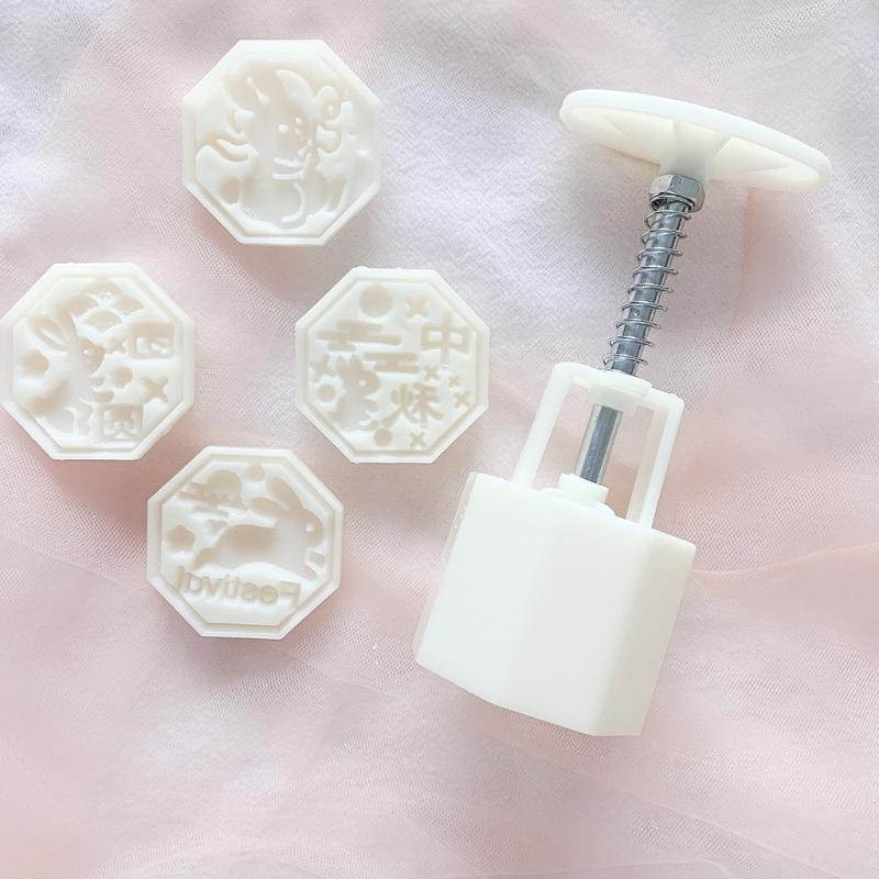 Octagonal Side Rabbit Shape Pattern Mung Bean Cake Mooncake Hand-pressing Moulds