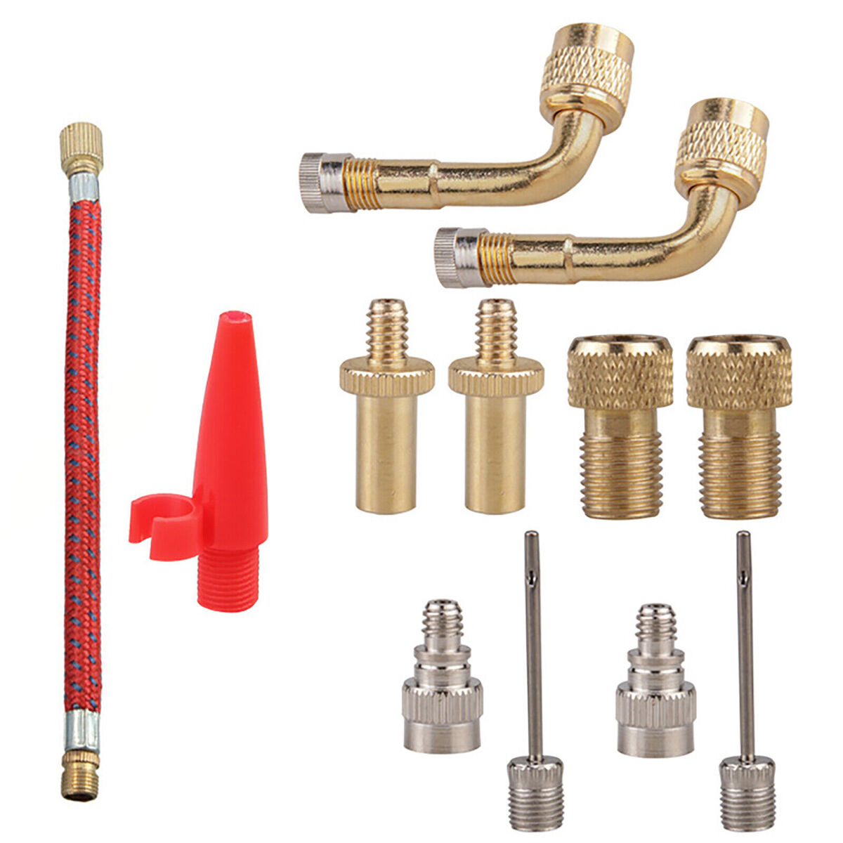Bicycle Air Valve Adapter Kit Connector Extender Valve Adapter Inflator Tube
