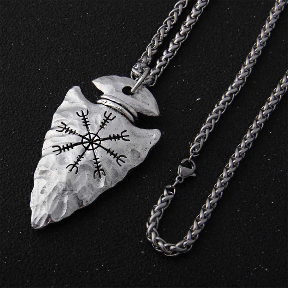 Stainless Steel Aegishjalmur Chain Nordic Viking Rune Necklace Helm of Awe