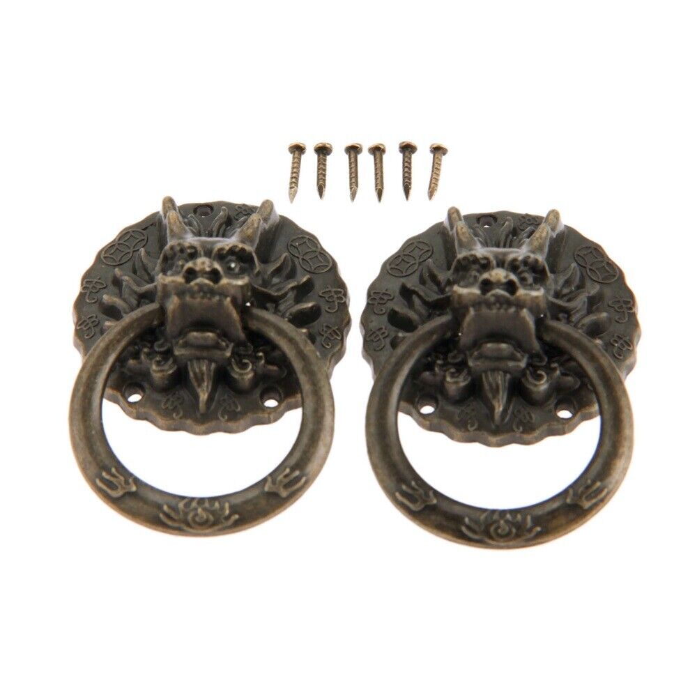 Elegant Drawer Cabinet Knob Ring Dragon Head Furniture Cupboard Door Pull Handle