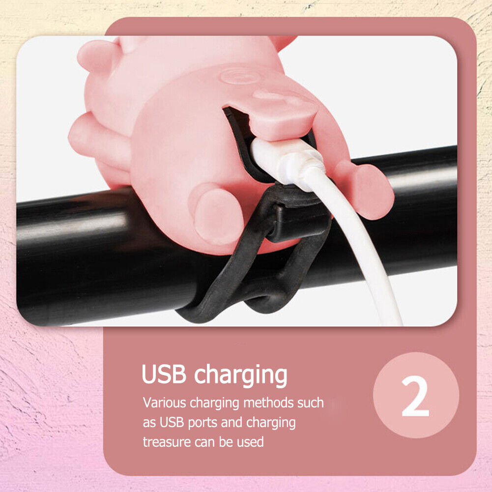 Cute Bike Handlebar Horn Bell Calf Kids Bicycle Scooter Front Light (Pink)