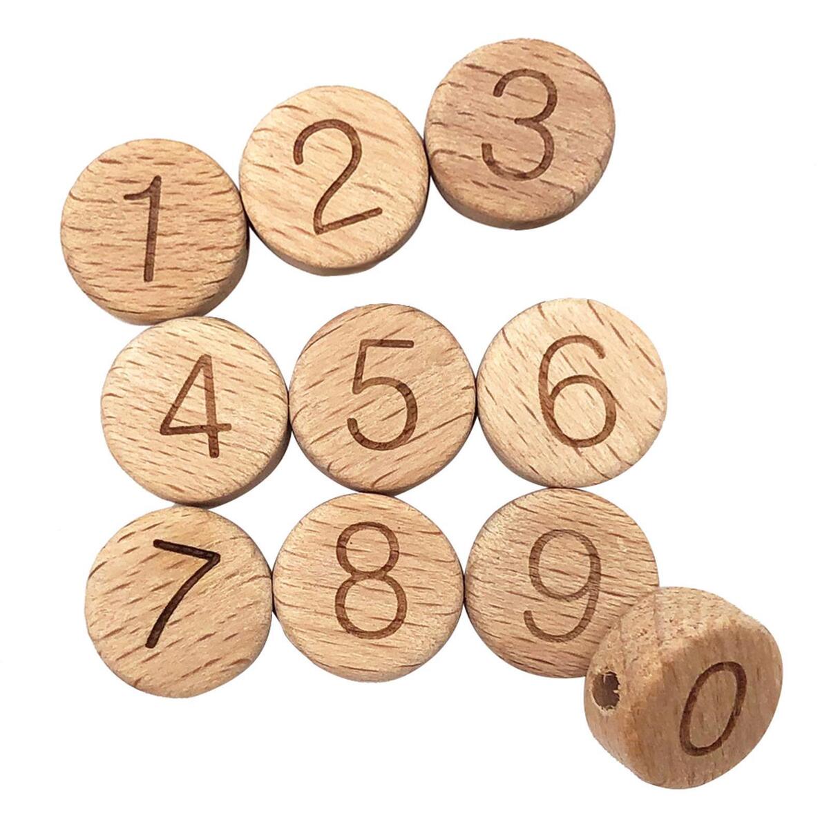 10 Pieces Number Letter  Flat Wooden  for Jewelry Making Necklace