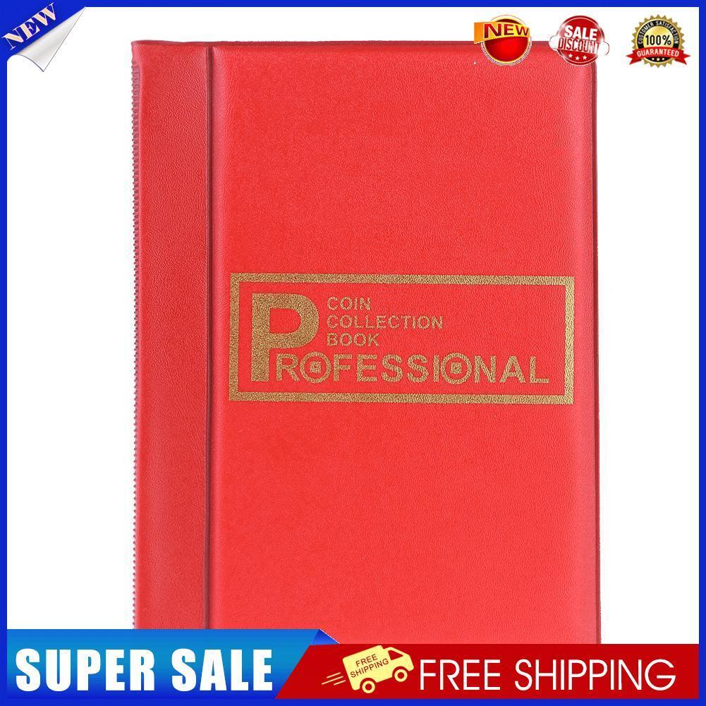 120 Pockets Coins Album Collection Book Commemorative Coin Holders (Red)