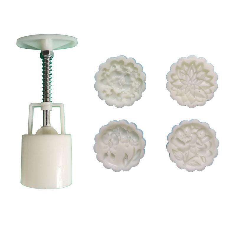 Plastic Material Mooncake Mold 50g Flower Shaped Stamps Moon Cake Moulds for DIY
