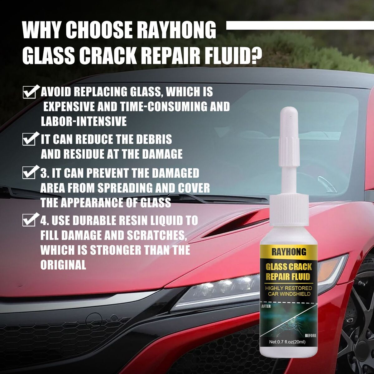 Kit Tool DIY Windshield Cracked Restore Curing Car Window Glass Repair Fluid