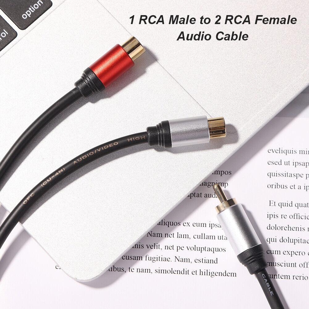 Metal 1 Male to 2-RCA Female Adapter Stereo Y Adapter Splitter Audio Cable