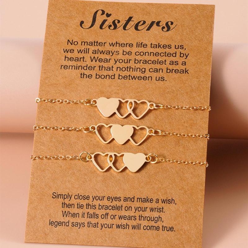 3Pcs/Set Sisters Bracelets Distance Matching Bracelets Sister Gifts for Xmas