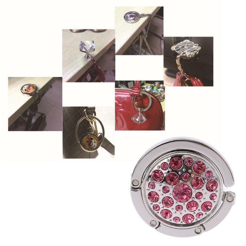 Round Foldable Purse Bag Rhinestone Hanger Handbag Table Desk Hook Tote Holder