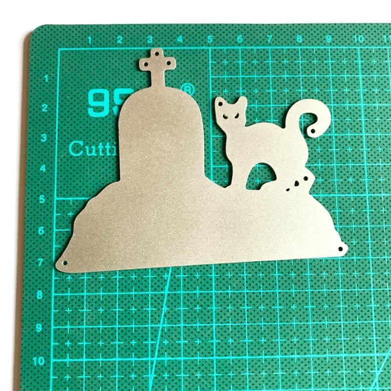 Halloween Cat Tombstone Metal Cutting Dies Stencil DIY Scrapbooking Album Paper