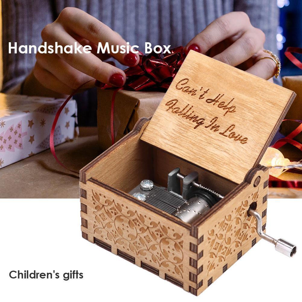 Handmade Wooden Carving Music Box Romantic Theme Birthday Decoration