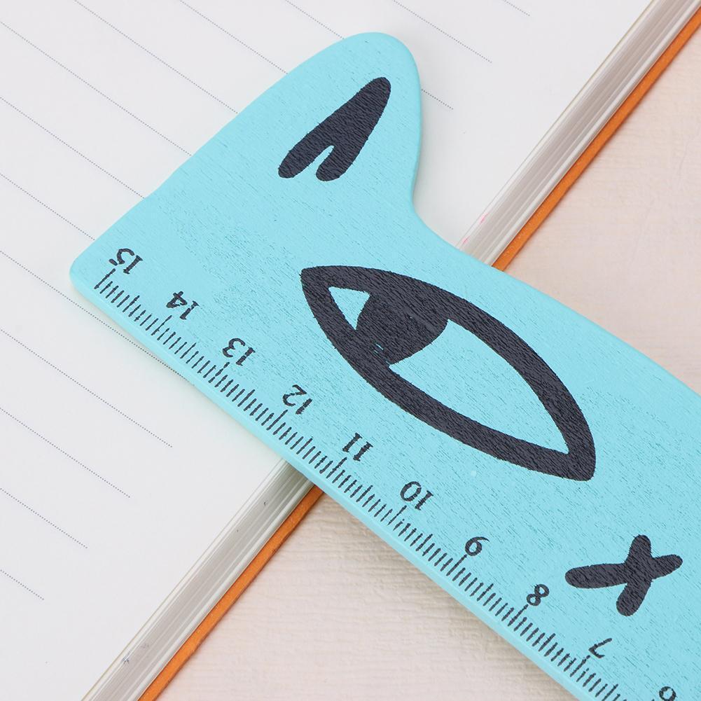 15cm Cute Cartoon Cat Wood Parallel Straight Ruler Stationery for Painting