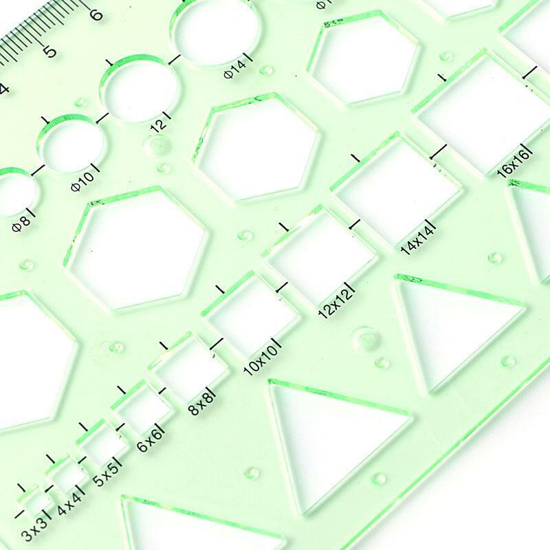 Plastic Circle Square Hexagon Geometric Template Ruler Stencil Measure Tool NEW