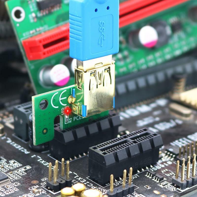 PCI Express 1X to 16X Extension Adapter USB3.0 PCI-E Riser Card Sata 6Pin Power