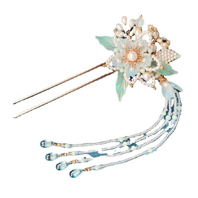 Green Hair Forks Barrettes Hanfu Hairwear for Women Girl Decorative Jewelry