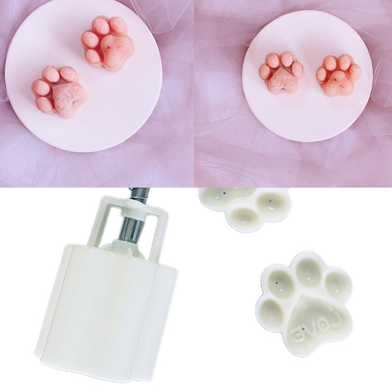 Plastic Mooncake Mold Cat Paw Stamp Press Cookie Cutter Mould DIY Baking