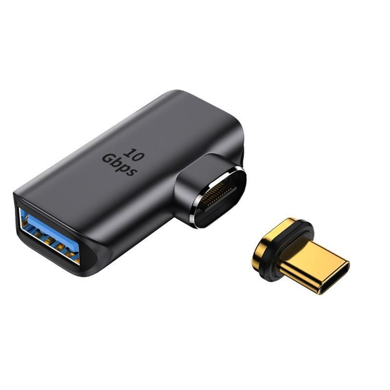 Magnetic Mini Metal Adapter 90 Degree USB C Male to USB 3.0 Female OTG Adapter