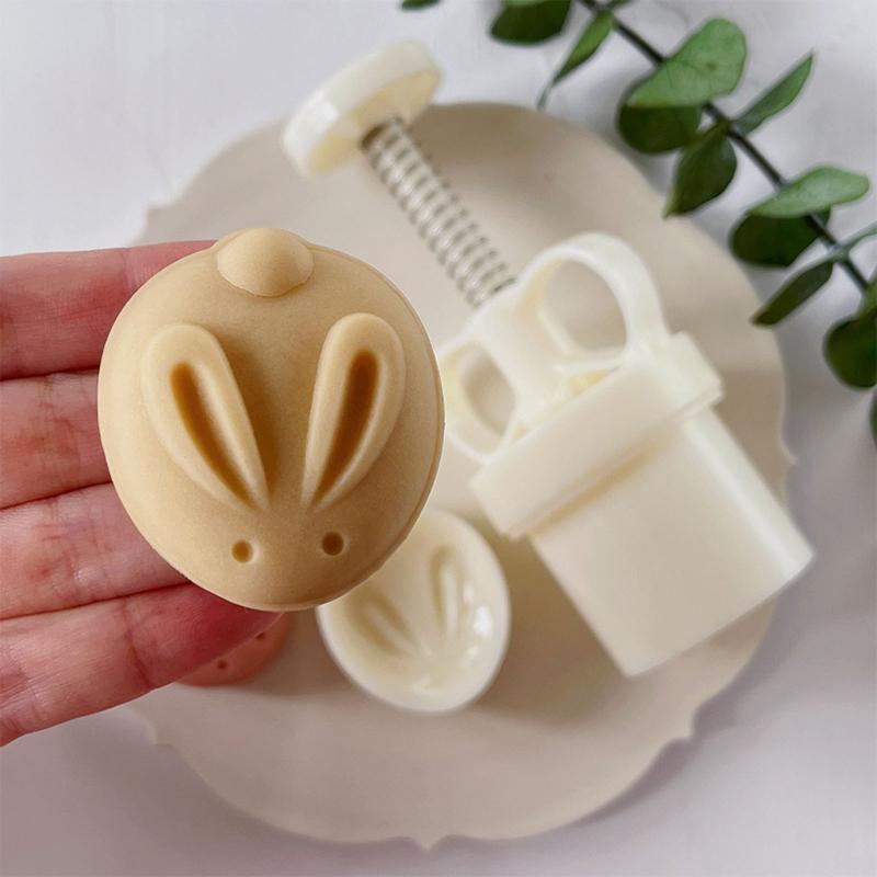 Rabbit Shape Stamps Moon Cake Moulds for Mid-Autumn Festival DIY Baking Mooncake