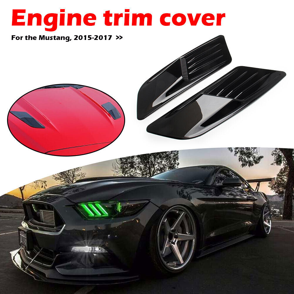 Hood Air Intake Scoop Bonnet Vent Cover Trim for Ford Mustang 15-17 (Black)