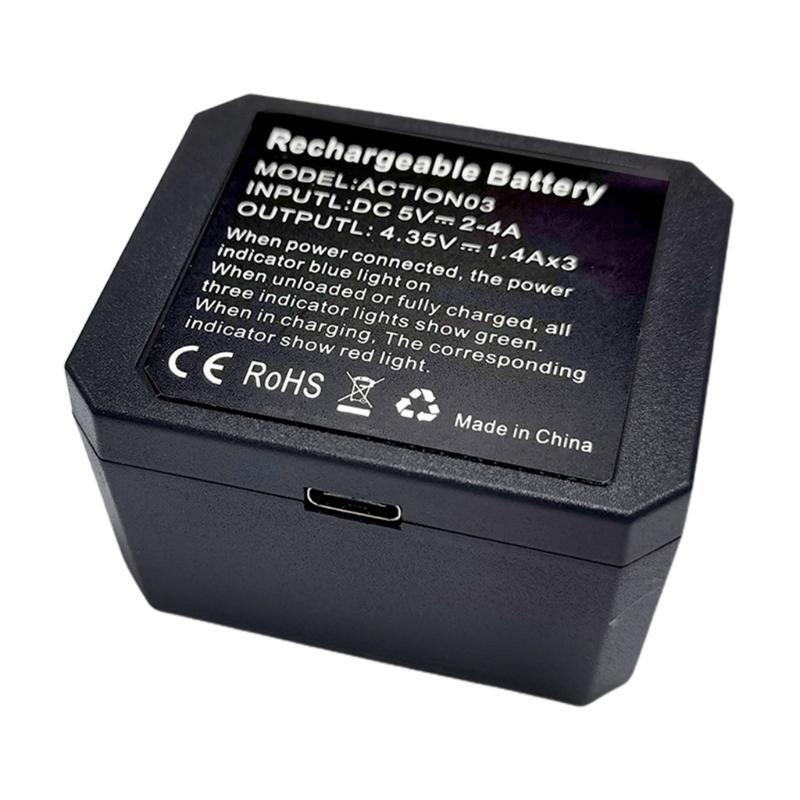 Battery Charger with Triple Battery Slots Compatible-with-Osmo-Action Camera