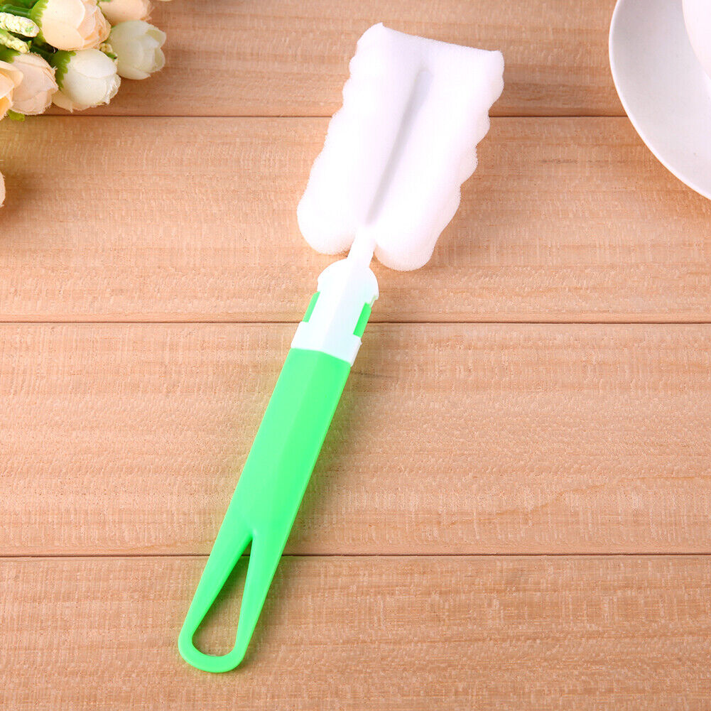 Sponge Cup Brush Removable Handle Cup Cleaning Brush Bottle Scrubber(Green)