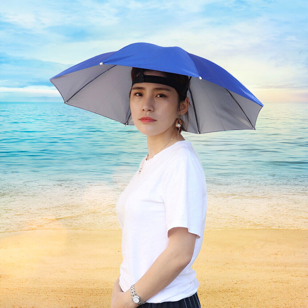 Outdoor Fishing Cap Portable Anti-Rain Anti-Sun Head Umbrella Hat (Blue)