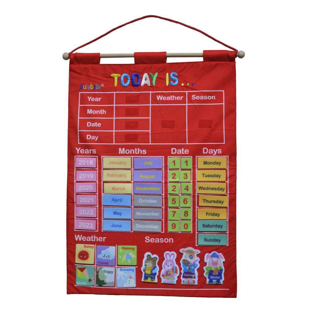 RED My Calendar Wall Hanging Great for Kids Learning Letter Days Daily Activity