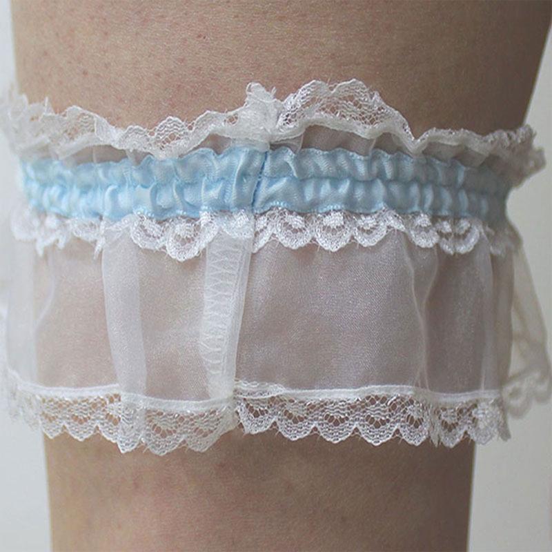 Elegant Garter Wedding Day Blue Lace Bow Garter Women Girls Costume Accessory