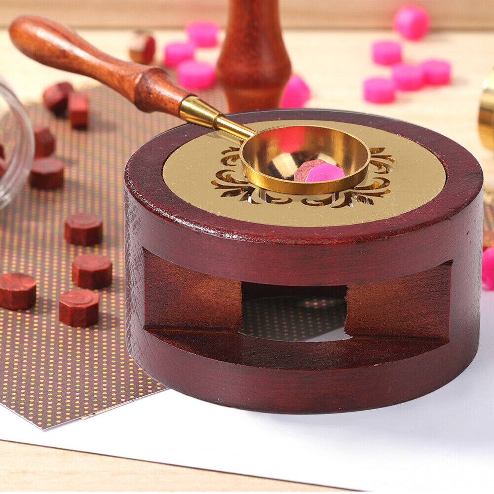 Wax Seal Furnace Wooden Frame Metal Pot Beads Sticks Melting Warmer Tool