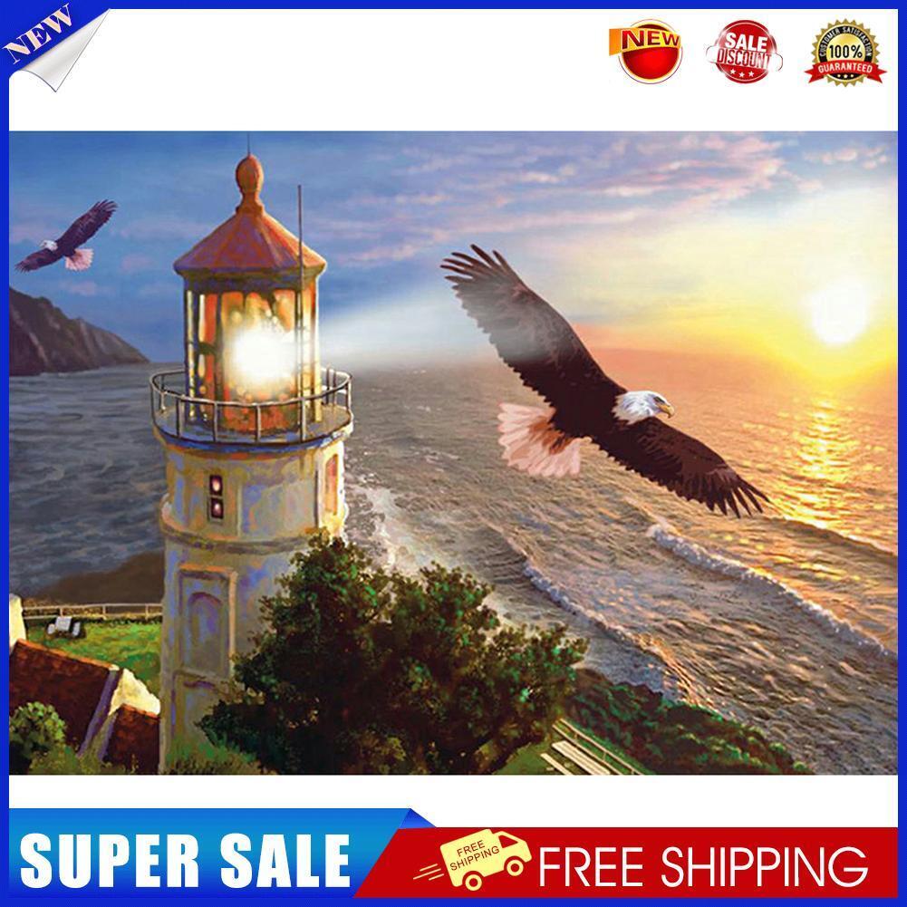 DIY Diamond Painting Kit Eagle and Lighthouse Full Round Drill Handicrafts