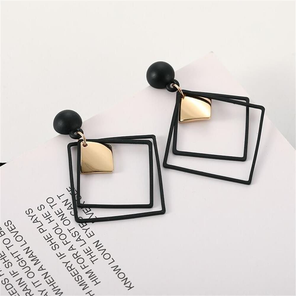 New Accessories Women Jewelry Geometric Earrings Long Black