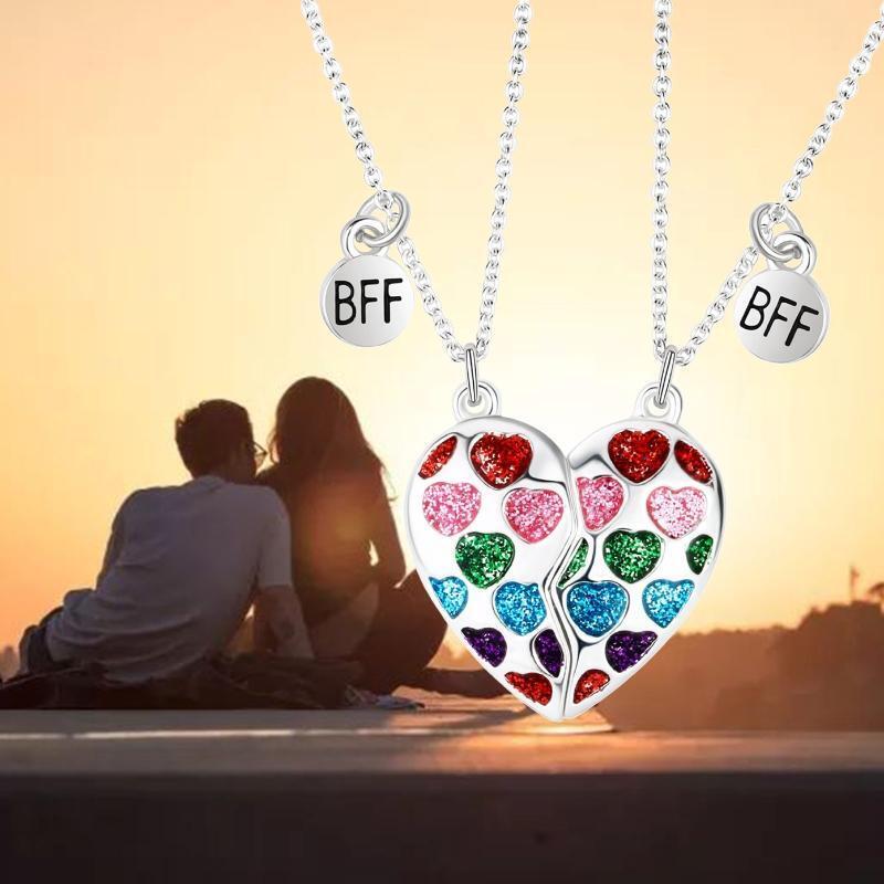 Magnet Matching Couple Necklace Friendship Heart Pendant Charm Chain Necklace