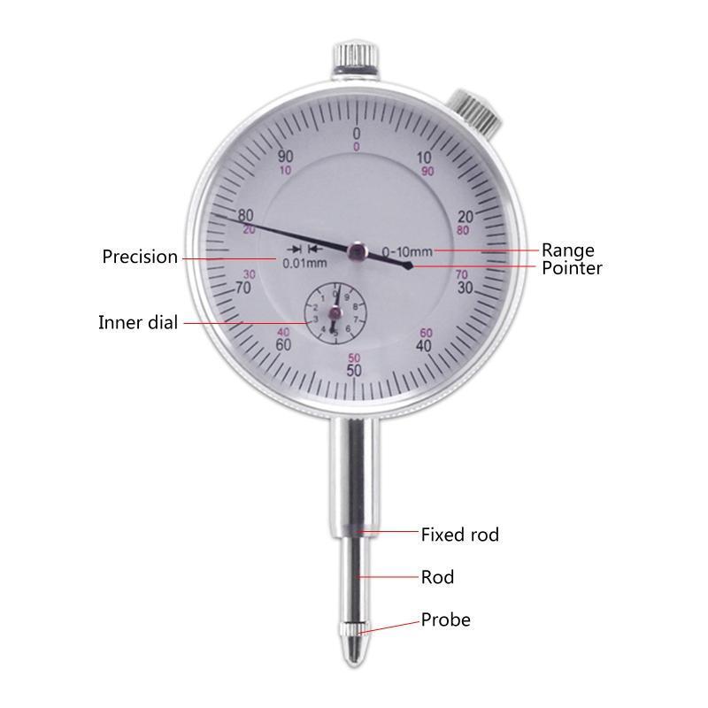 High Accuracy Dial Indicator Stainless Steel 0-10mm Travel Lug Back Measuirng