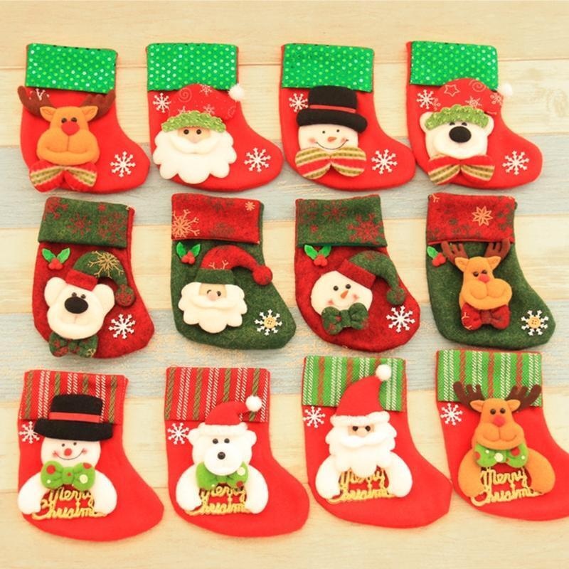 Christmas Santa Socks Cute Ornaments Festival Party Xmas Tree Hanging Decoration