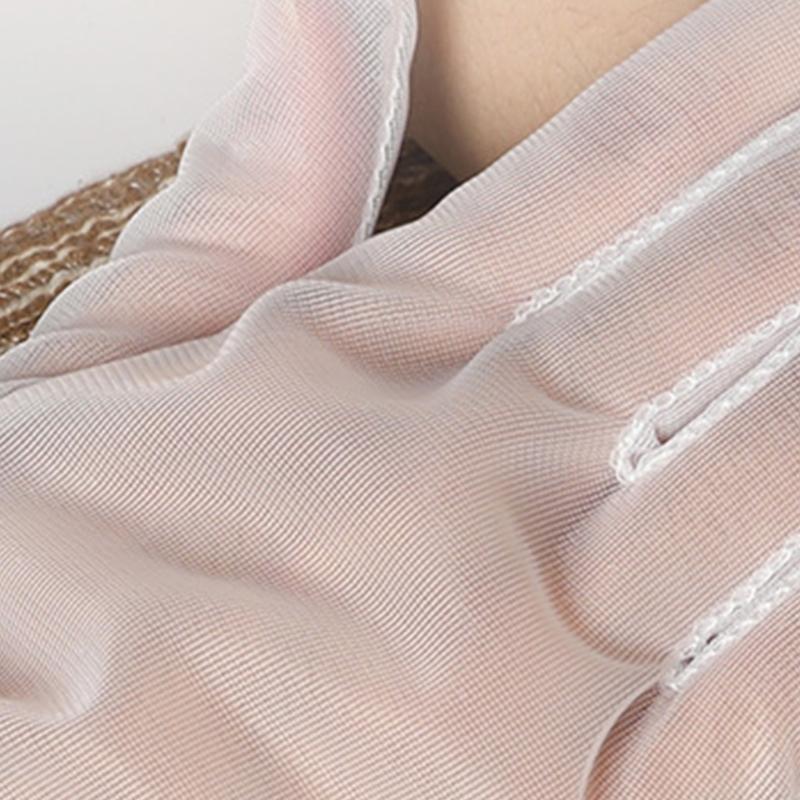 Wedding Gloves Wrist Length Sheer Short White Tulle with Bows Embellishment