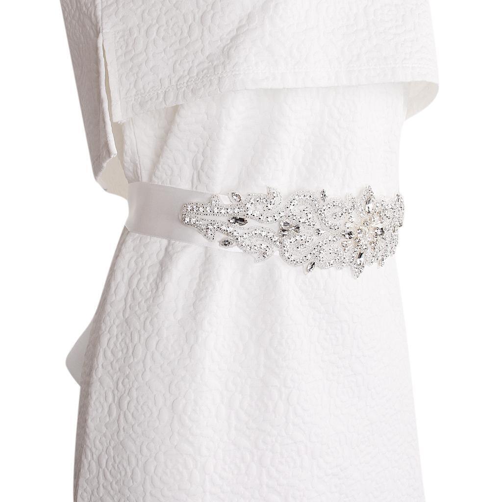 Bridal Wedding Dress White Bling Rhinestone Crystal Sash Belt Accessories
