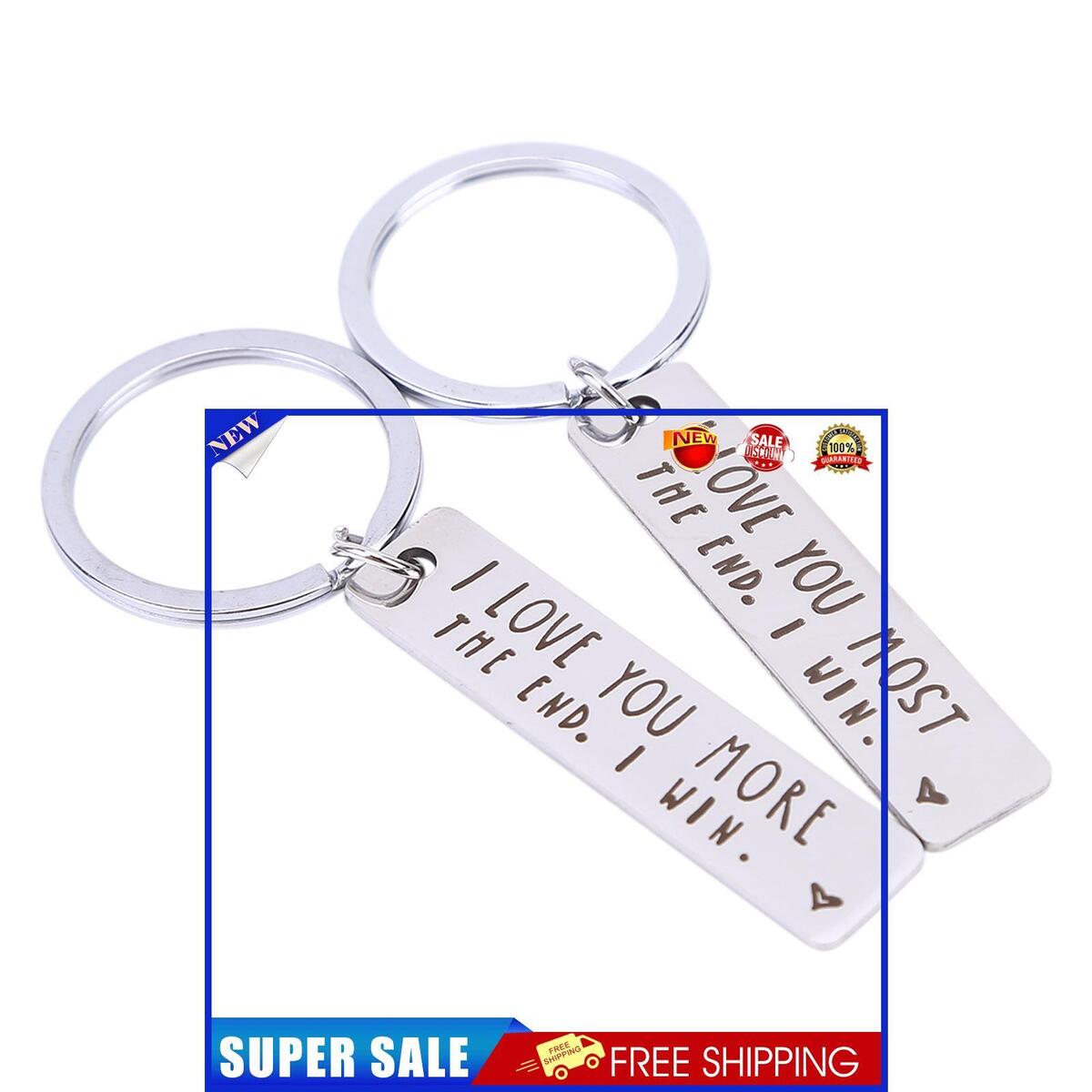 Couple Keychain I Love You More Most The End I Win Friendship Gift (2pcs)