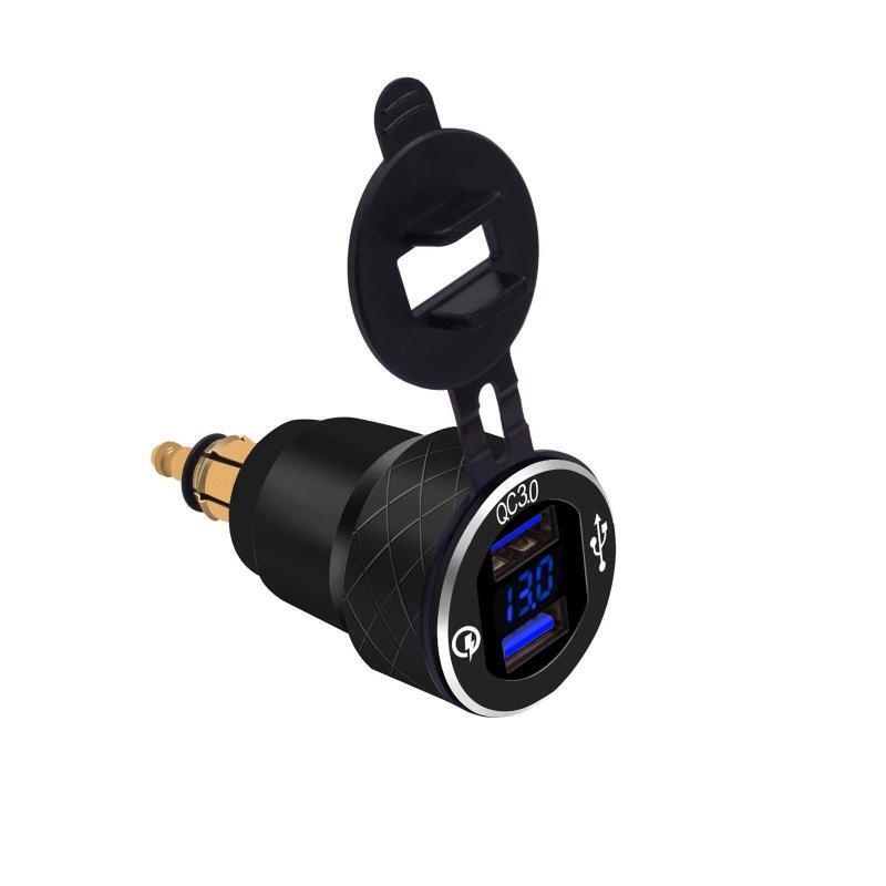 Hella Din Aluminum QC3.0 Dual USB Fast Charger LED Voltmeter for B-MW Motorcycle