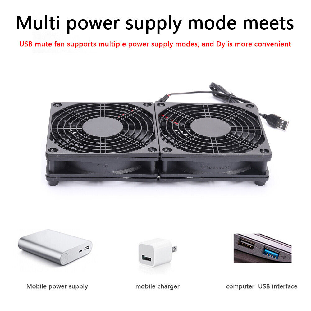 Wireless Router Dual Cooling Fan TV Set-Top Box Heat Dissipation Cooler Fan