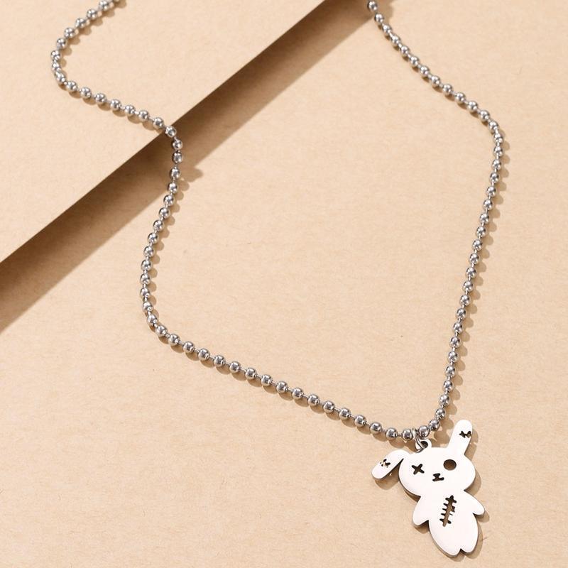 Gothic Hollow Out Rabbit Pendant Necklace Bunny Punk Choker Hiphop Neck Jewelry