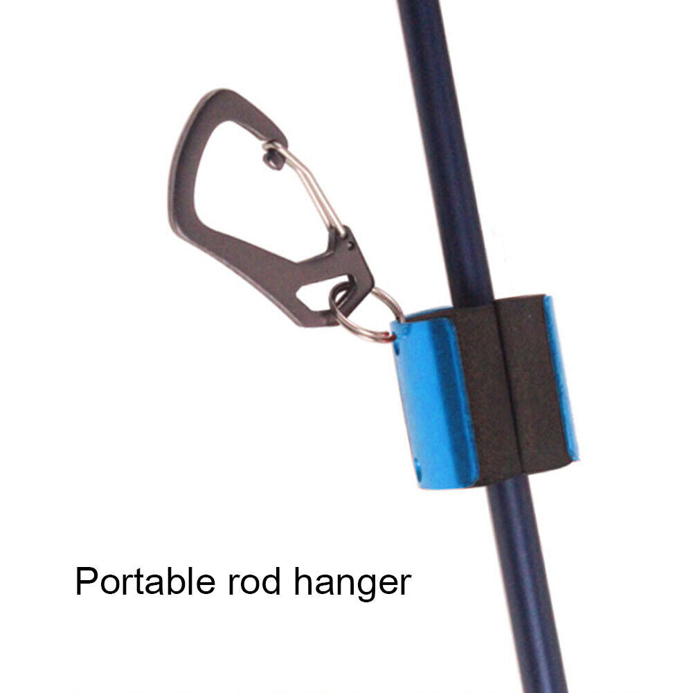 Portable Fishing Rod Hanging Clamp w/ Carabiner Fishing Pole Holder (Blue)